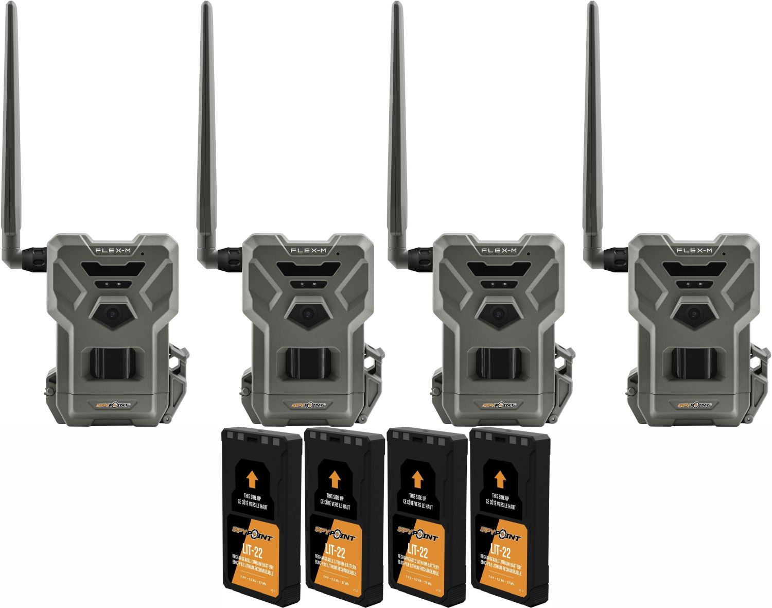 SPYPOINT FLEX-M Wildkamera 4er Pack + 4 LIT22 Akkus