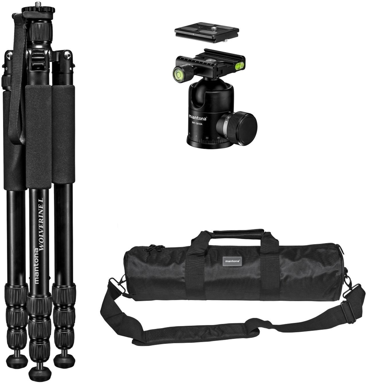 Mantona Wolverine L-12 tripod 176cm with ball head and bag