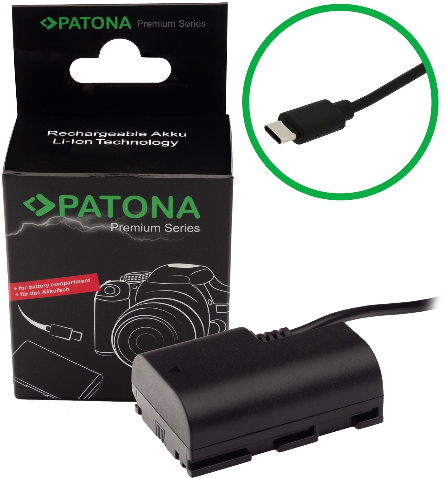 PATONA Adaptateur de batterie USB-C Premium LP-E6 E6N E6NH