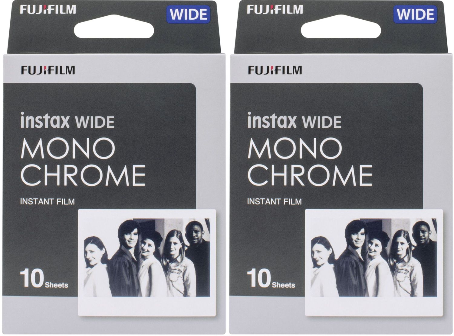 Fujifilm Instax WIDE Film Monochrome, paquet de 2