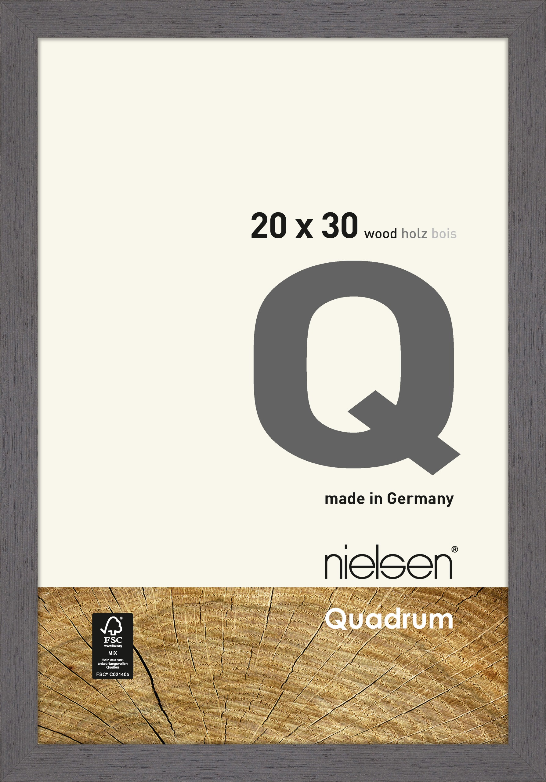 Accessoires  Nielsen Cadre en bois 6535014 Quadrum 20x30cm gris