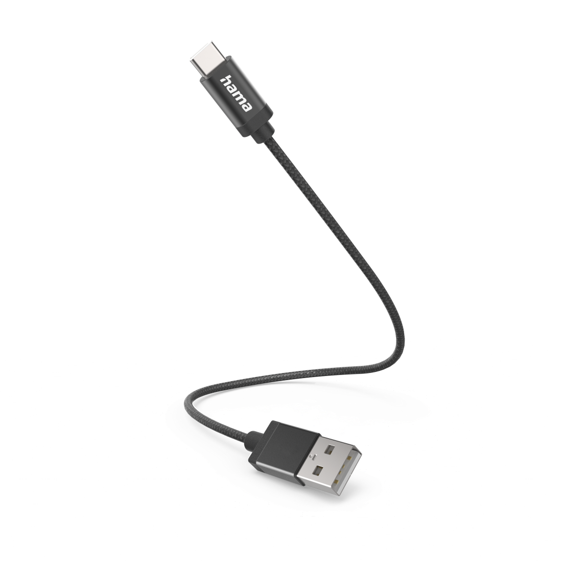 Hama 201600 Ladekabel USB-A zu USB-C Nylon 0,2m schwarz