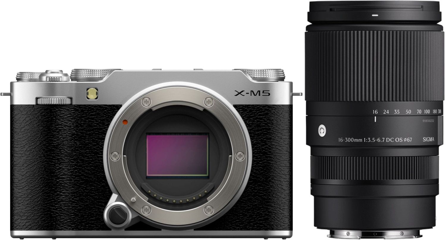 Fujifilm X-M5 body silver + Sigma 16-300mm f3.5-6.7 DC OS Fuji X
