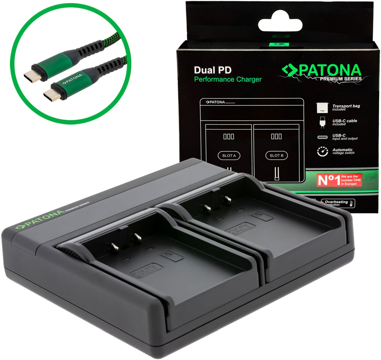 PATONA Chargeur Premium Dual PD pour Nikon EN-EL2