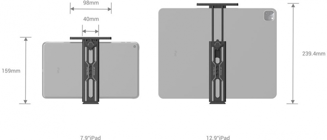 SMALLRIG Aluminium iPad Stativhalterung kompatibel mit iPads oder Tablets StativAdapterhalter mit 2 kaltem Schuh 