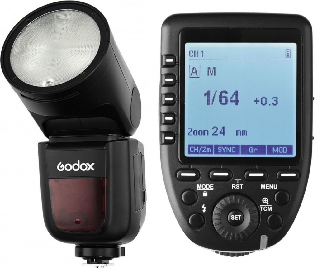 Godox V1S round flash unit for Sony incl. battery and Xpro transmitter