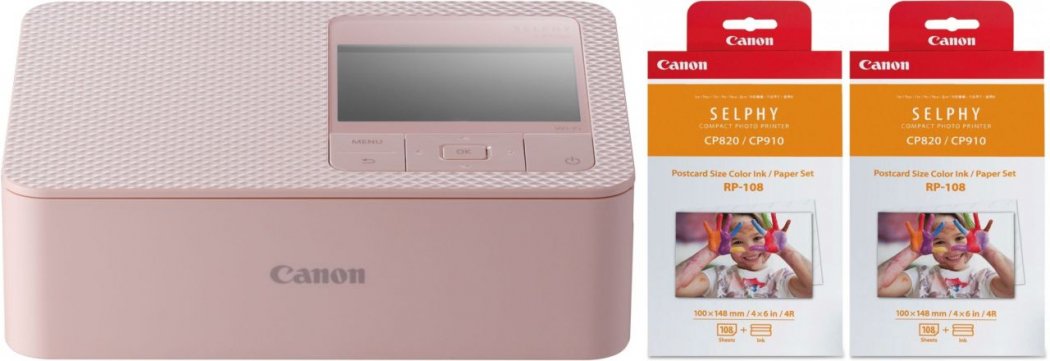 Canon Selphy CP1300 Photo Printer White with Canon RP108 Color Ink and  Paper Set