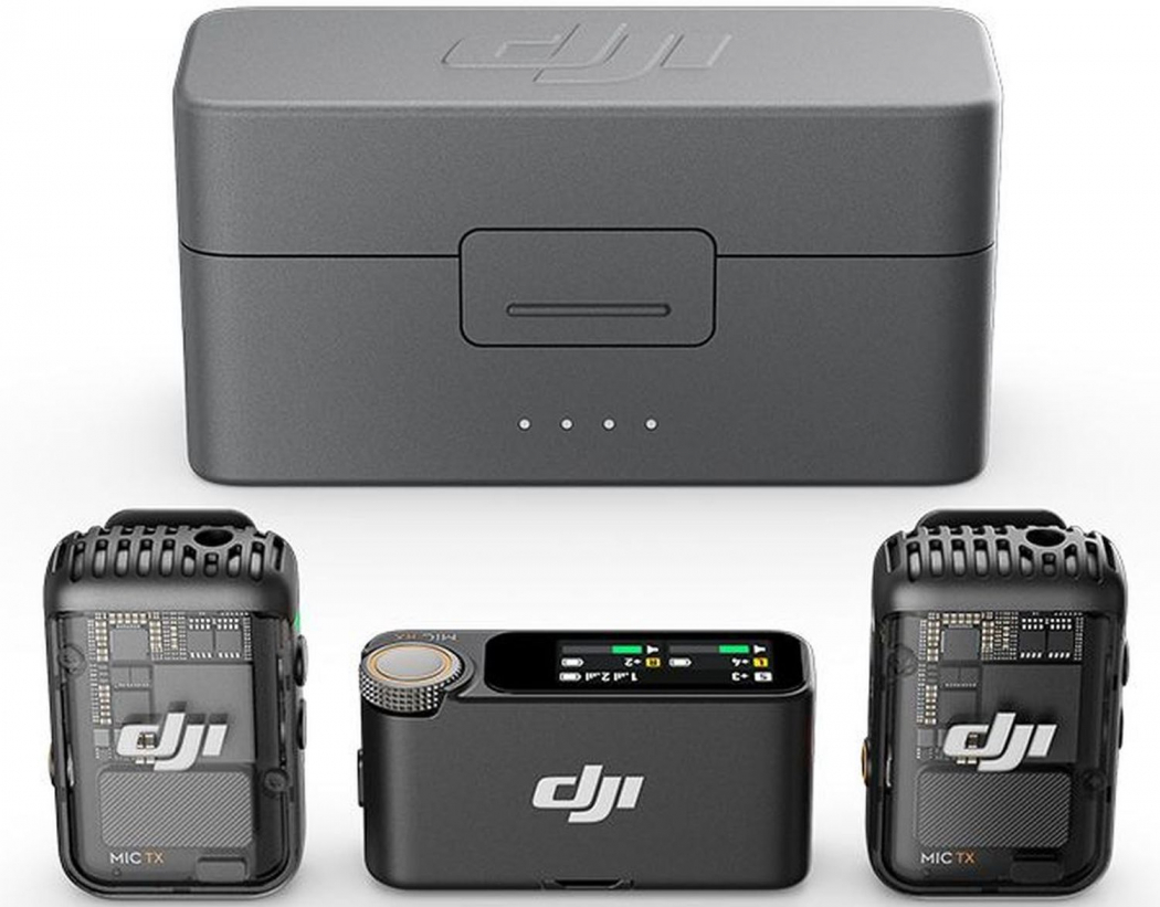 DJI Wireless Mic System Wireless Lavalier Microphone System with 2 clip-on  Transmitters and Receiver