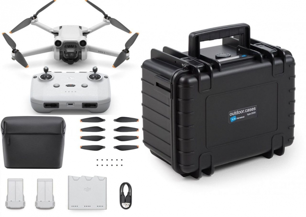 Zubehör DJI Mini 3 Pro + Fly More Set + B&W Case Typ 2000 schwarz - Drohnen  - fotogena