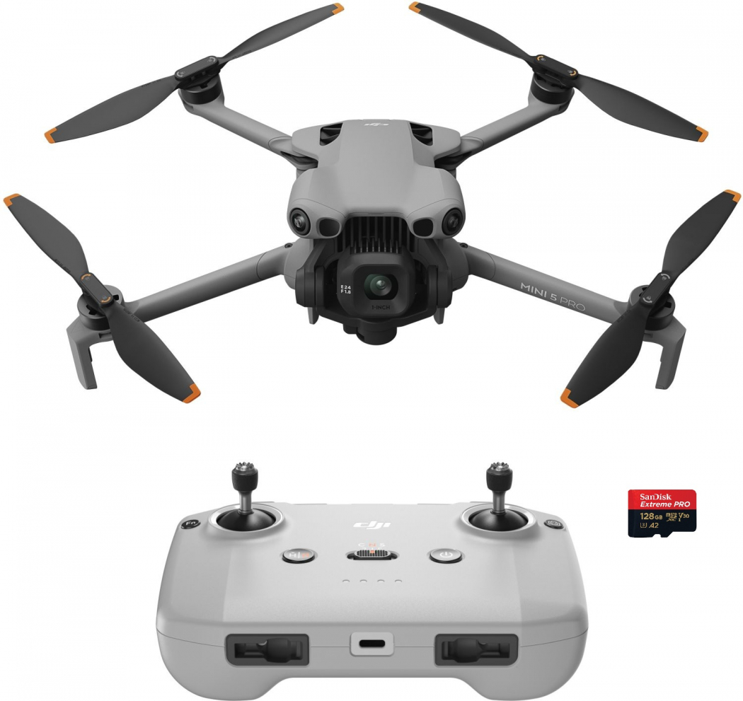 DJI Mini 5 Pro (RC-N3) + SanDisk micro SDXC Extreme Pro 128GB 200MB/s Caméscope