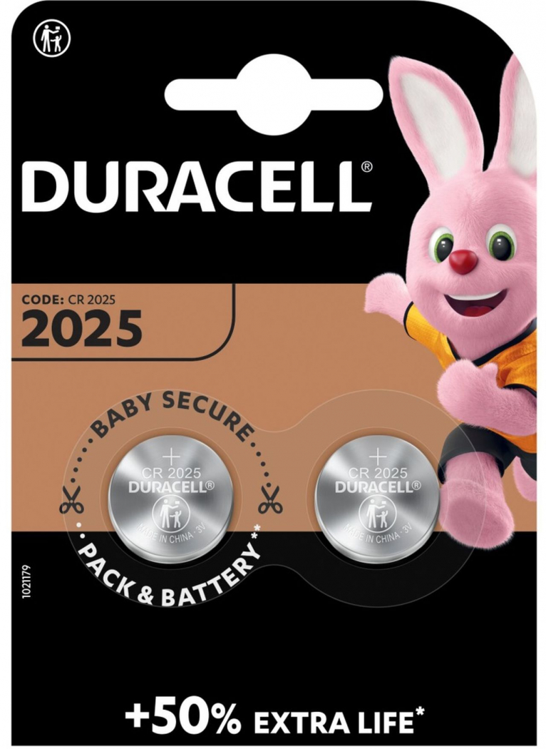 Duracell Pile bouton CR2025 3V blister de 2 pièces - Foto Erhardt