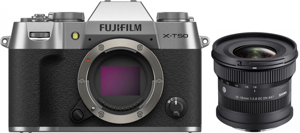 Fujifilm X-T50 argent + Sigma 10-18mm f2,8 DC DN Appareils photo