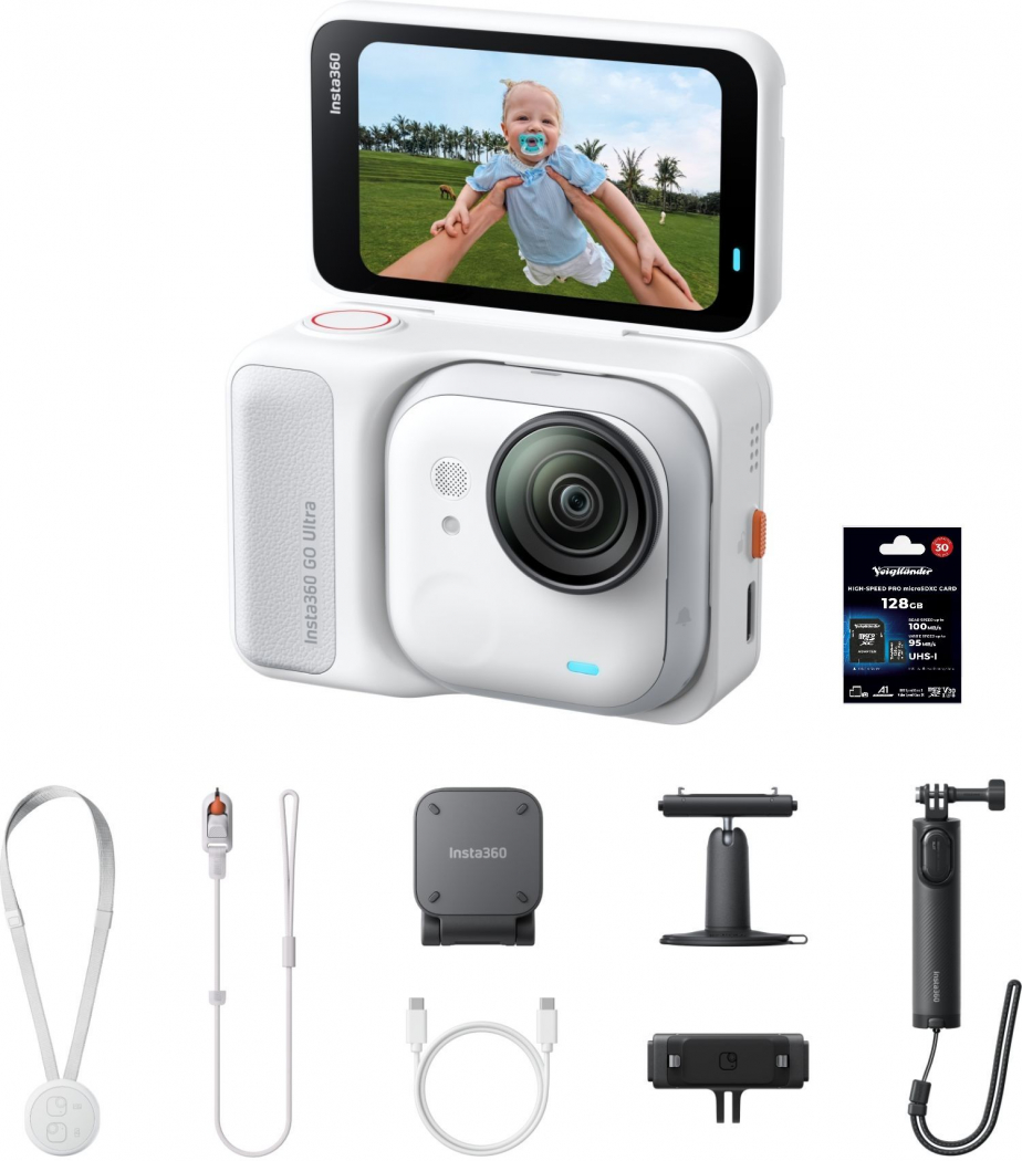 INSTA360 GO Ultra Creator Bundle blanc arctique + Voigtländer 128GB Appareils photo