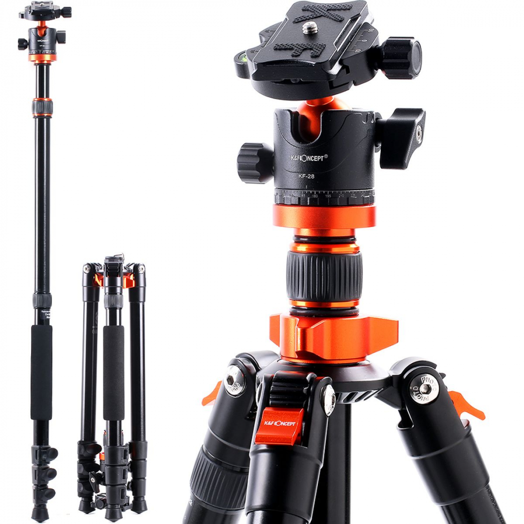 K&amp;F Concept Tripod SA254M2 175cm avec monopode Trépied