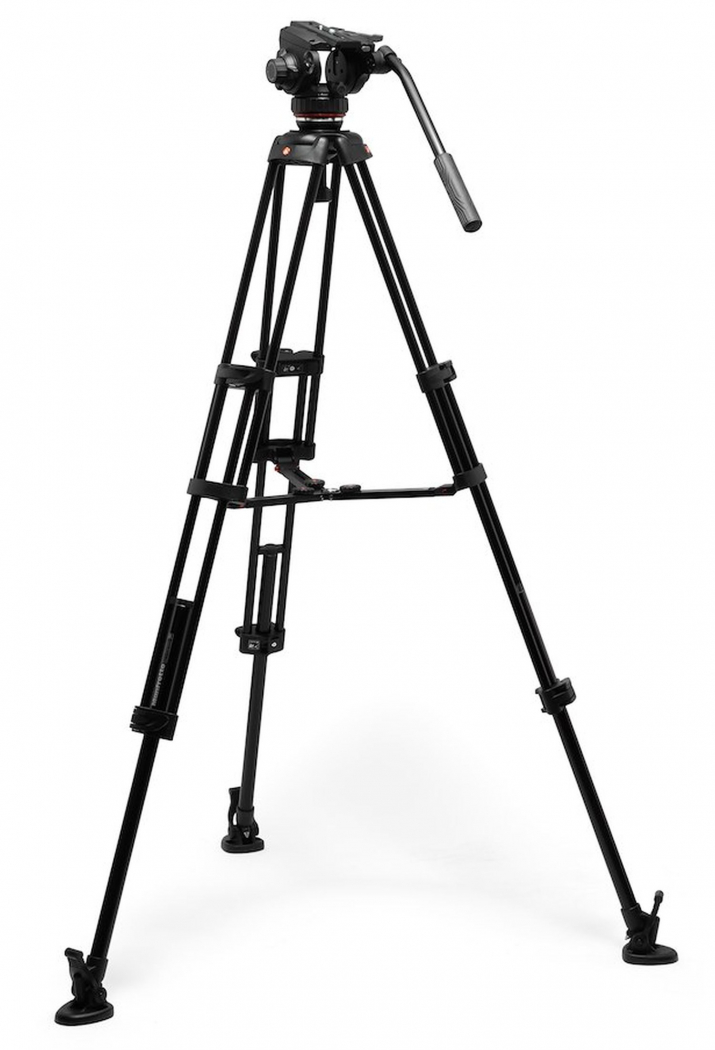 Manfrotto Doppelrohr Twin Videostativ Alu Kit mit MVH502X Videokopf