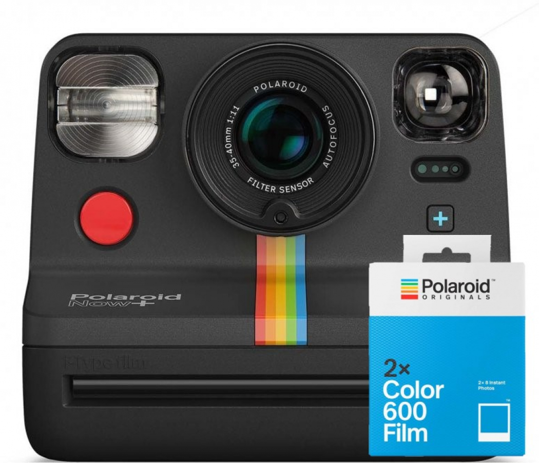 Polaroid Now+ Gen2 Kamera Schwarz + 600 Color Film 2x8 Foto Erhardt