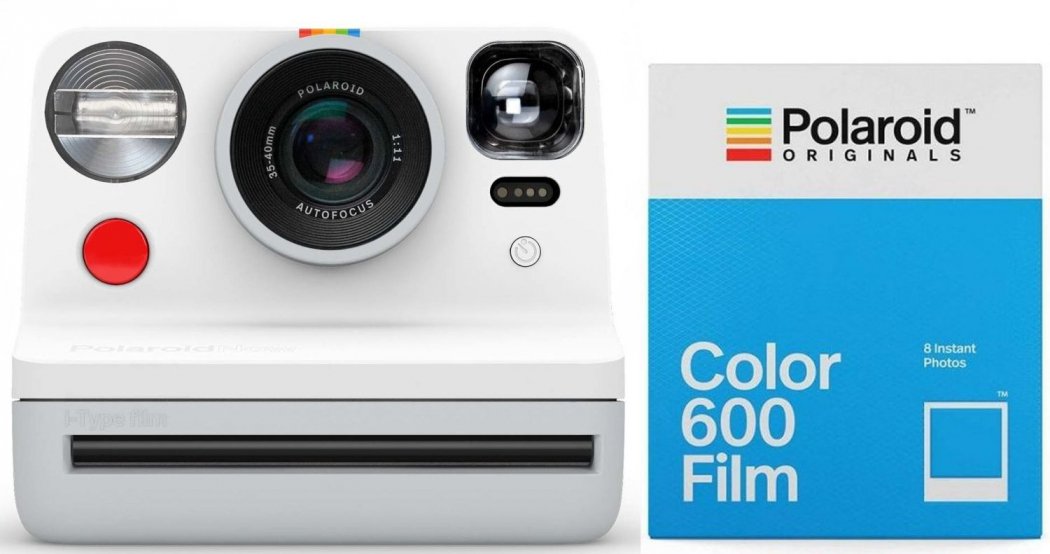 Polaroid Now camera white + 600 Color film 8x - Foto Erhardt
