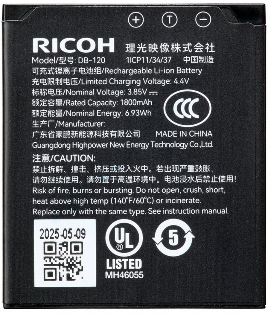 【新品/未開封】RICOH Li-ion Battery DB-120 ricoh-akku-db-120-