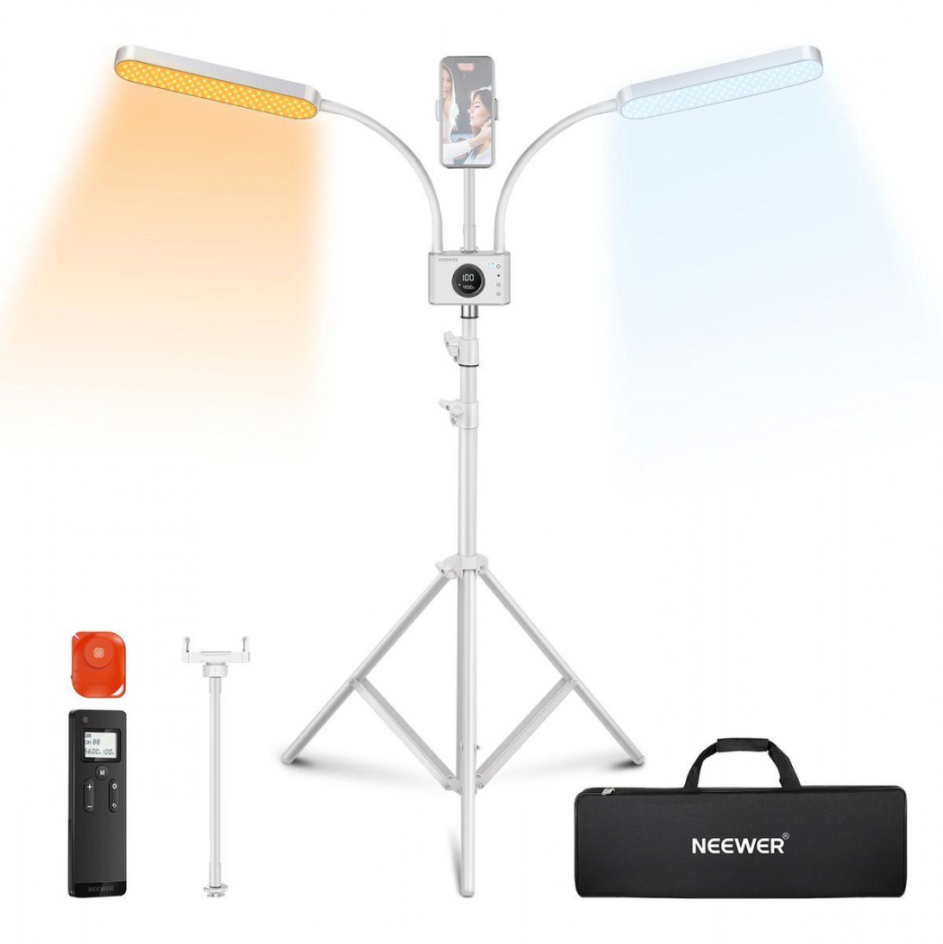 NEEWER BH40B Bi-Color LED-Licht mit 2 Stativ-Armen und Tasche