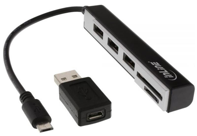 InLine OTG card reader USB 2.0 hub for smartphones, tablets & laptops