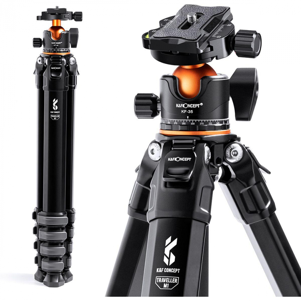 K&F Concept Tripod Traveller M1 177cm mit BH-35L