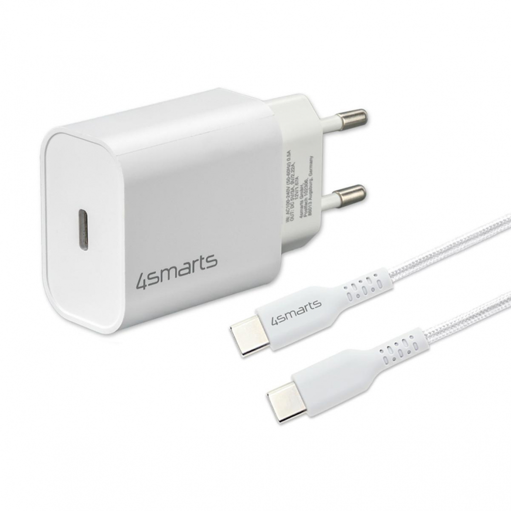 4smarts VoltPlug PD 20W Netzladegerät + USB-C auf USB-C Kabel