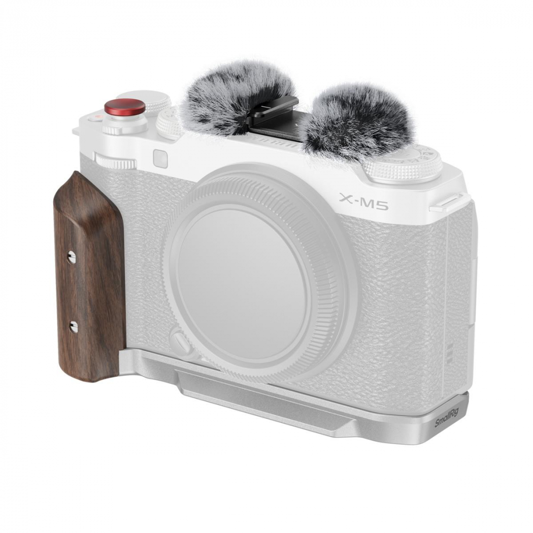 SmallRig 5261 L-förmige Montageplatte m. Holzgriff f. Fuji X-M5 silber