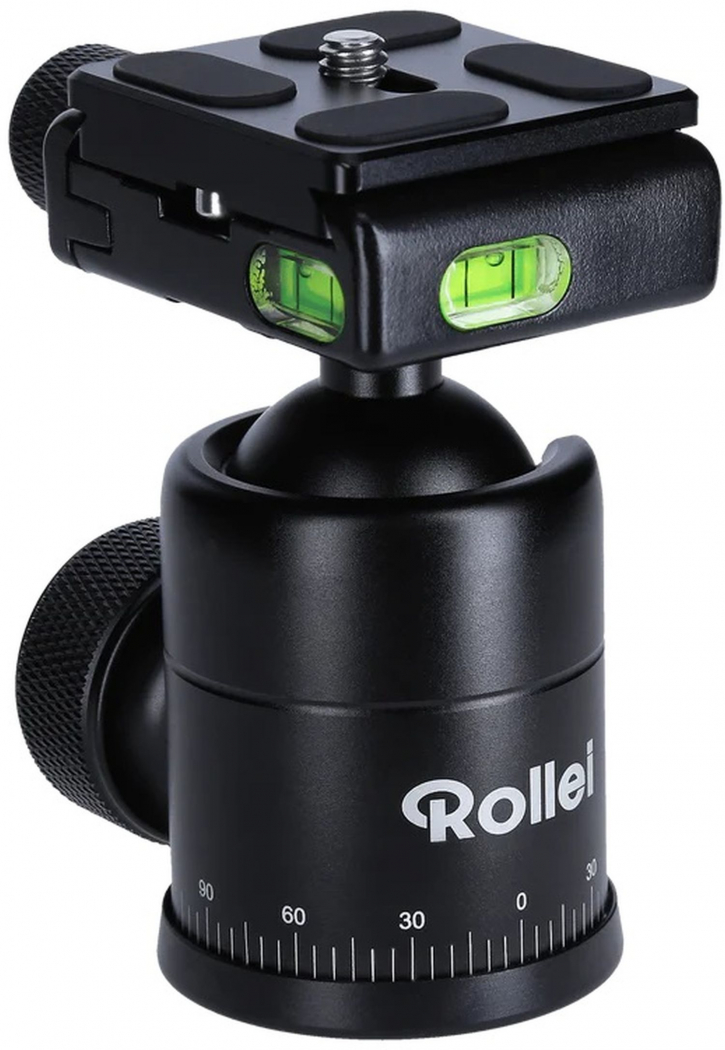 Rollei Rotule Pour Trépied Compact Traveler No1 – Aluminium Noir, Charge 8 Kg, 360°, 3 Niveaux à Bulle | Plateau Rapide Acra Swiss - 14