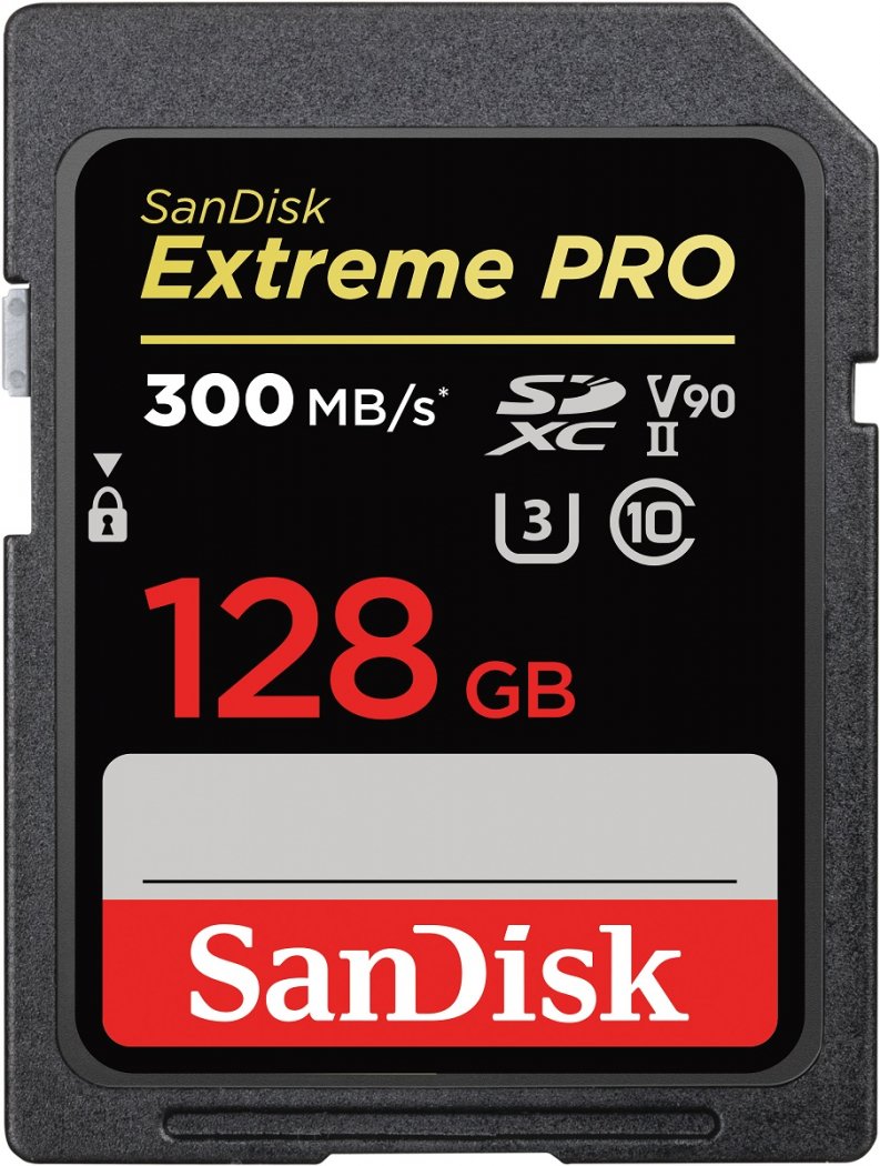 SanDisk SDXC Extreme Pro 128GB 300MB/s V90 UHS II - Foto Erhardt