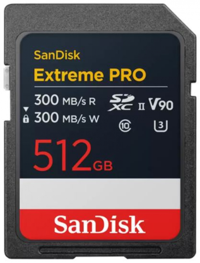 SanDisk SDXC Extreme Pro 512GB 300MB/s V90 UHS-II 2025
