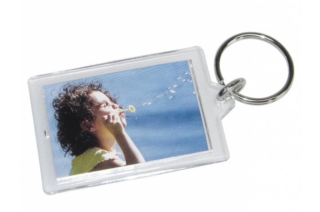 Porte clef 2 photos avec bordure plastique transparente