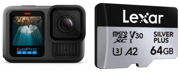GoPro HERO13 Black + Lexar microSDXC Silver Plus 64GB UHS-I V30