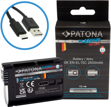 PATONA Batterie Platinum avec entrée USB-C Nikon EN-EL15C