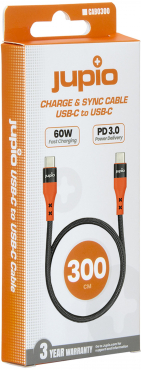 Jupio USB-C to USB-C cable 300cm (60W USB 2.0)