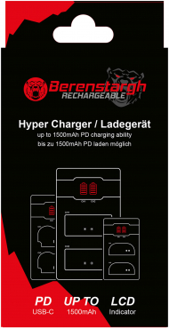 Berenstargh Ladegerät Canon LP-E6 EOS 60D, 70D 5D,6D,7D + USB-C Kabel