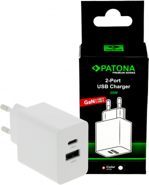 PATONA Premium GaN PD35W Adaptateur 1xUSB-C 1x-A blanc