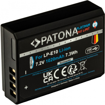 PATONA Platinum rechargeable battery USB-C Input Canon LP-E10