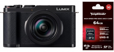 Panasonic Lumix L10 schwarz + Voigtländer Prof. 64GB V90 UHS-II