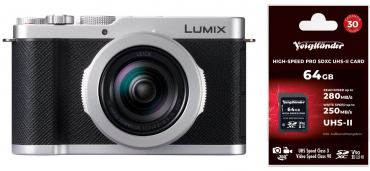 Panasonic Lumix L10 silber + Voigtländer Prof. 64GB V90 UHS-II