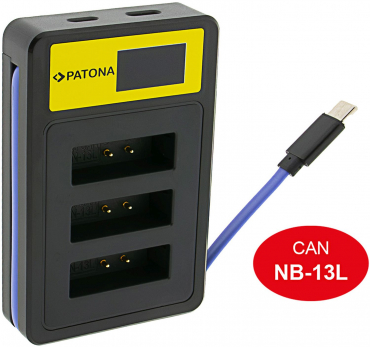 PATONA Smart Dual LCD Chargeur USB pour Canon NB-13L