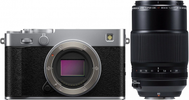 Fujifilm X-E5 Silber + XF 80mm f2,8 R LM OIS WR Macro