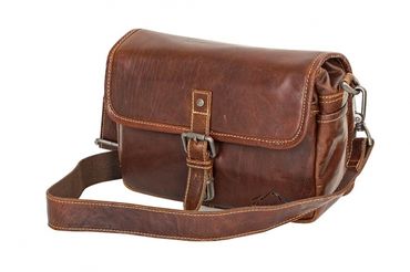 Alpine Leather Camera Bag Press Brandy Buff Crumple