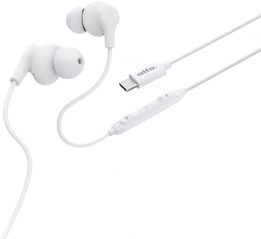 alfo. USB-C In-Ear Headphones with Microphone, White