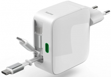 Hama 201957 Chargeur rapide GaN 65W câble de charge extensible Blanc