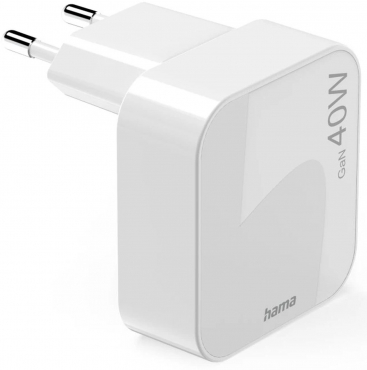 Hama 201955 Schnellladegerät GaN 40W 2X USB-C faltbar Weiß