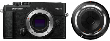OM System PEN Schwarz + Body Cap Lens 9mm f8,0 Schwarz - 6073418 OM System PEN Schwarz + Body Cap Lens 9mm f8,0 Schwarz