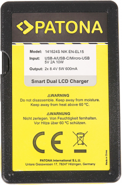 PATONA Smart Dual LCD USB Ladegerät für Nikon EN-EL15