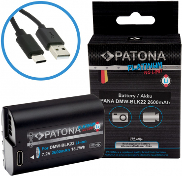 PATONA Platinum battery Panasonic DMW-BLK22 with USB-C input