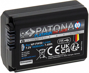 PATONA Platinum Akku mit USB-C Input Sony NP-FW50