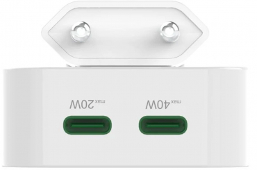 Hama 201955 Schnellladegerät GaN 40W 2X USB-C faltbar Weiß